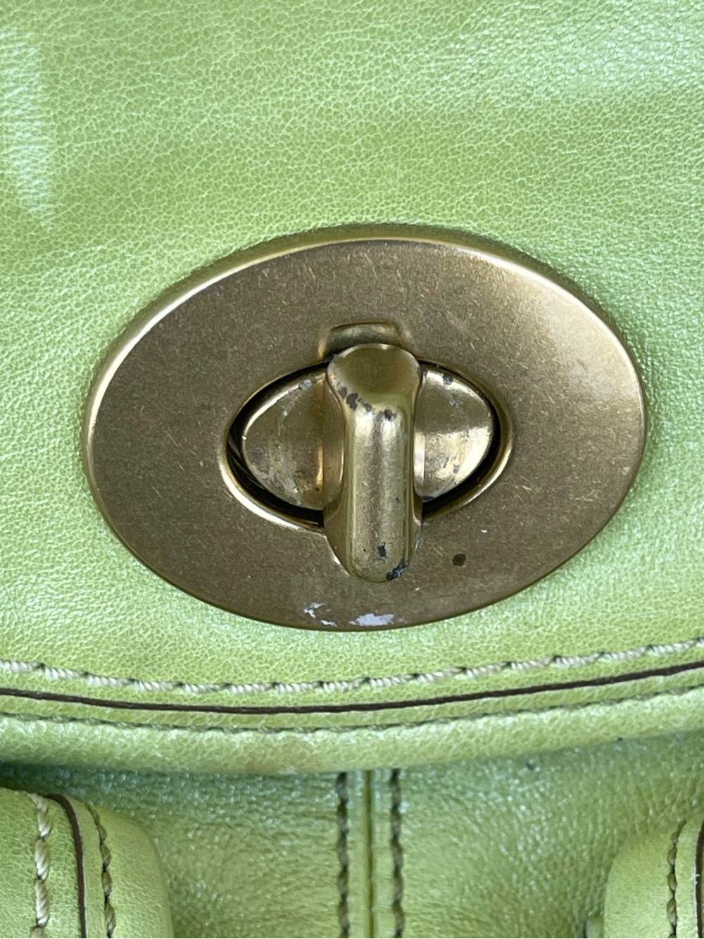 COACH PEYTON SATCHEL ARCHIVE LIMITED EDITION PEARLIZED GREEN LEATHER VINTAGE BAG - Picture 14 of 15